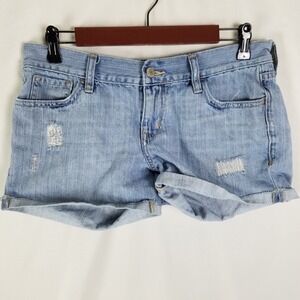 Old Navy Womens Denim Shorts Light Wash Distressed‎ Cuffed Size 6 Y2K